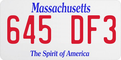 MA license plate 645DF3