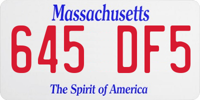 MA license plate 645DF5