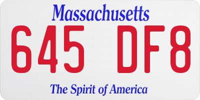 MA license plate 645DF8