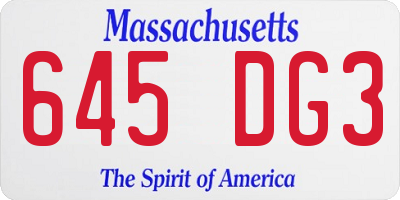 MA license plate 645DG3