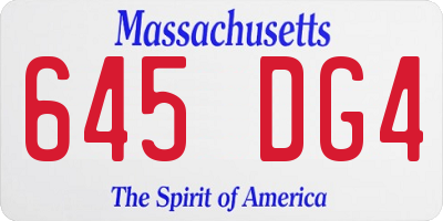 MA license plate 645DG4