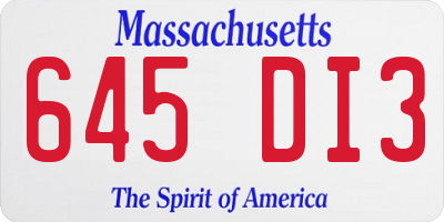 MA license plate 645DI3