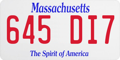 MA license plate 645DI7