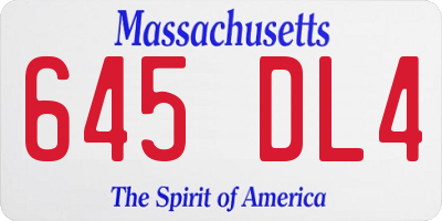 MA license plate 645DL4
