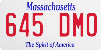 MA license plate 645DM0