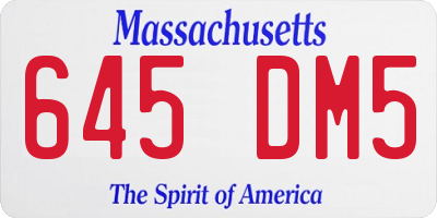 MA license plate 645DM5