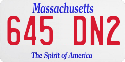 MA license plate 645DN2