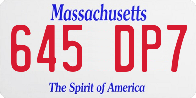 MA license plate 645DP7