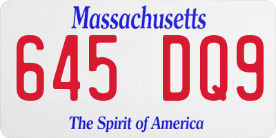 MA license plate 645DQ9