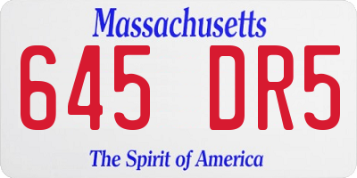 MA license plate 645DR5