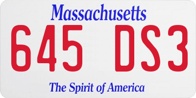 MA license plate 645DS3