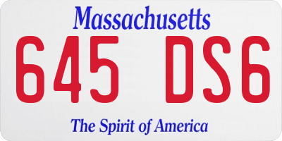 MA license plate 645DS6