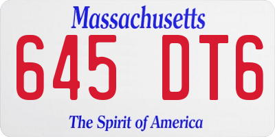 MA license plate 645DT6