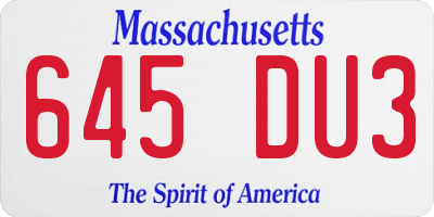 MA license plate 645DU3