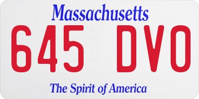 MA license plate 645DV0