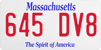 MA license plate 645DV8