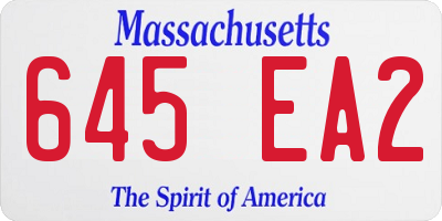 MA license plate 645EA2