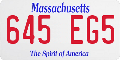 MA license plate 645EG5