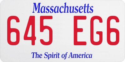 MA license plate 645EG6