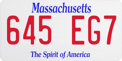 MA license plate 645EG7
