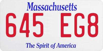 MA license plate 645EG8