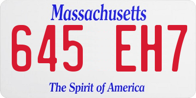 MA license plate 645EH7