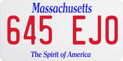 MA license plate 645EJ0