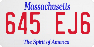 MA license plate 645EJ6