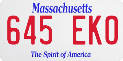 MA license plate 645EK0