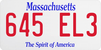 MA license plate 645EL3
