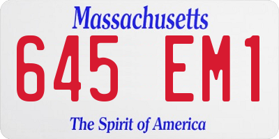 MA license plate 645EM1