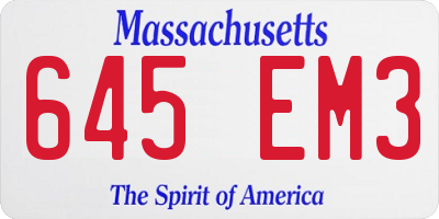 MA license plate 645EM3