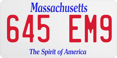 MA license plate 645EM9