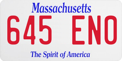 MA license plate 645EN0