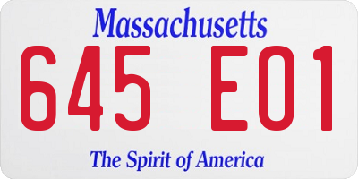 MA license plate 645EO1
