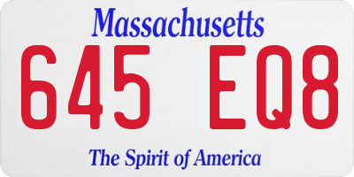 MA license plate 645EQ8