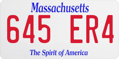 MA license plate 645ER4