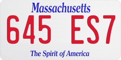 MA license plate 645ES7