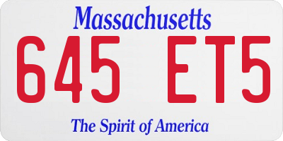 MA license plate 645ET5