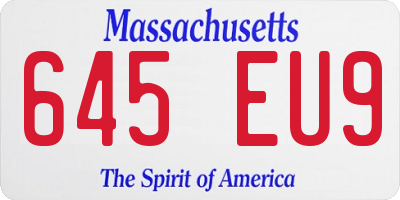 MA license plate 645EU9