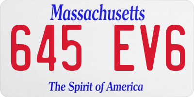 MA license plate 645EV6