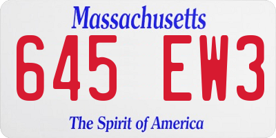 MA license plate 645EW3