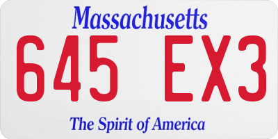 MA license plate 645EX3