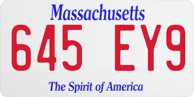 MA license plate 645EY9