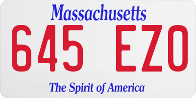 MA license plate 645EZ0