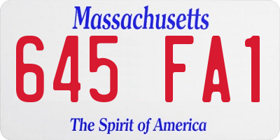 MA license plate 645FA1