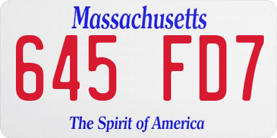 MA license plate 645FD7