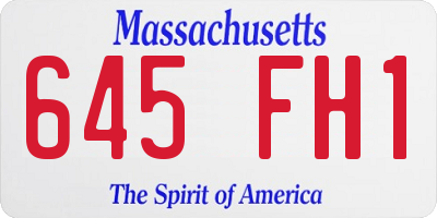 MA license plate 645FH1