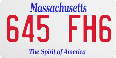 MA license plate 645FH6