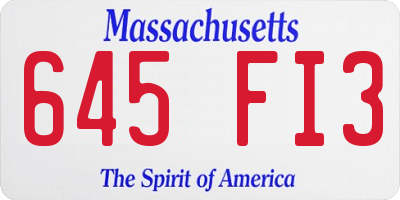 MA license plate 645FI3